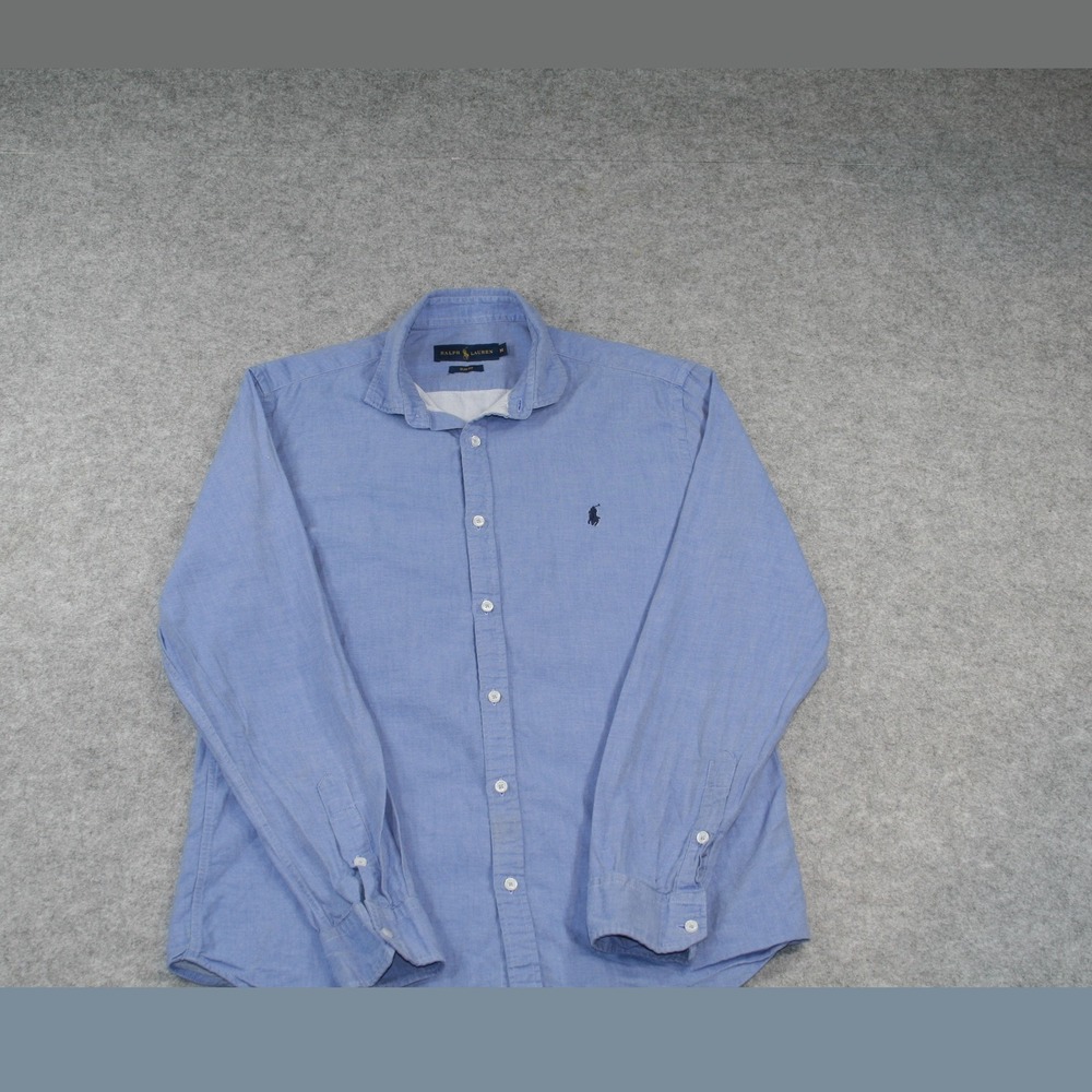 Ralph Lauren Mens Button Up Shirt M Blue Slim Fit Long Sleeve Classic